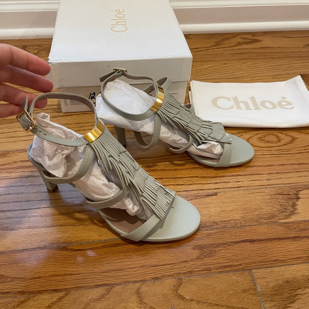 Chole  Gray Fringe Heels